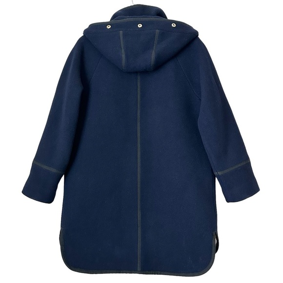 J. Crew Summit Parka Coat Italian Stadium Cloth Wool in Navy Gold Trim size 0 - Picture 13 of 14